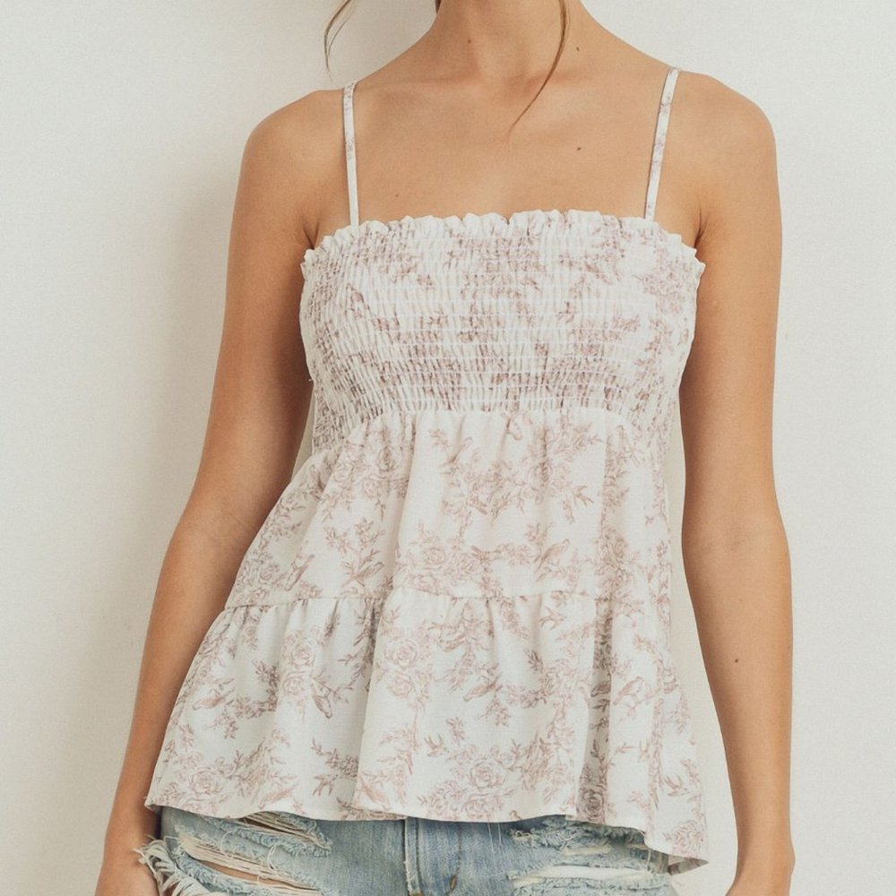 Spaghetti Strap Smocked Tiered Top